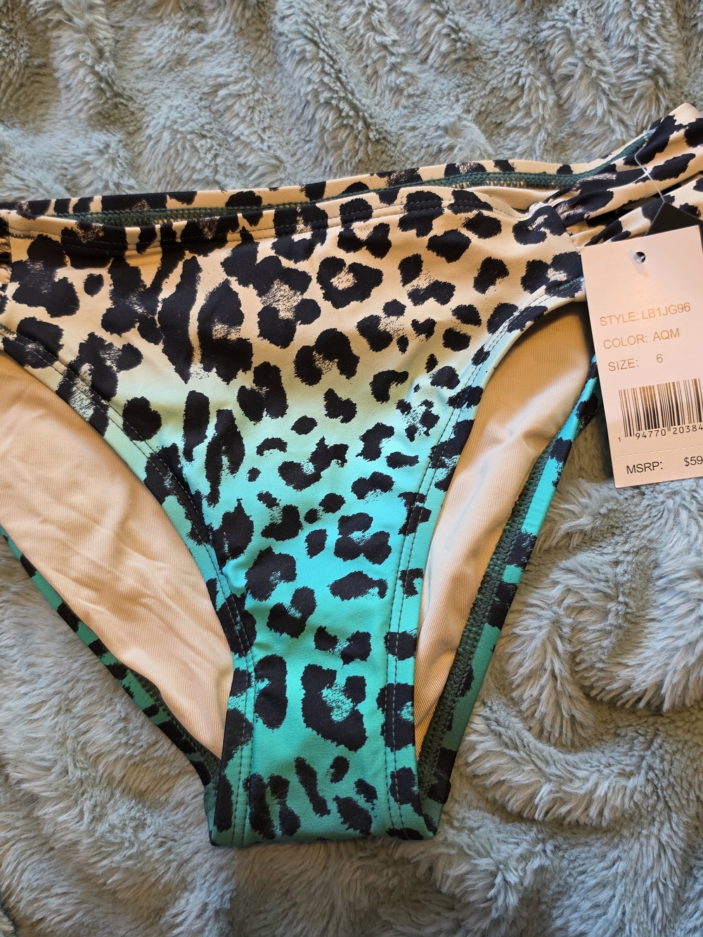 La Blanca Aqua Ombre Leopard Bikini Bottom - Turquoise/Black